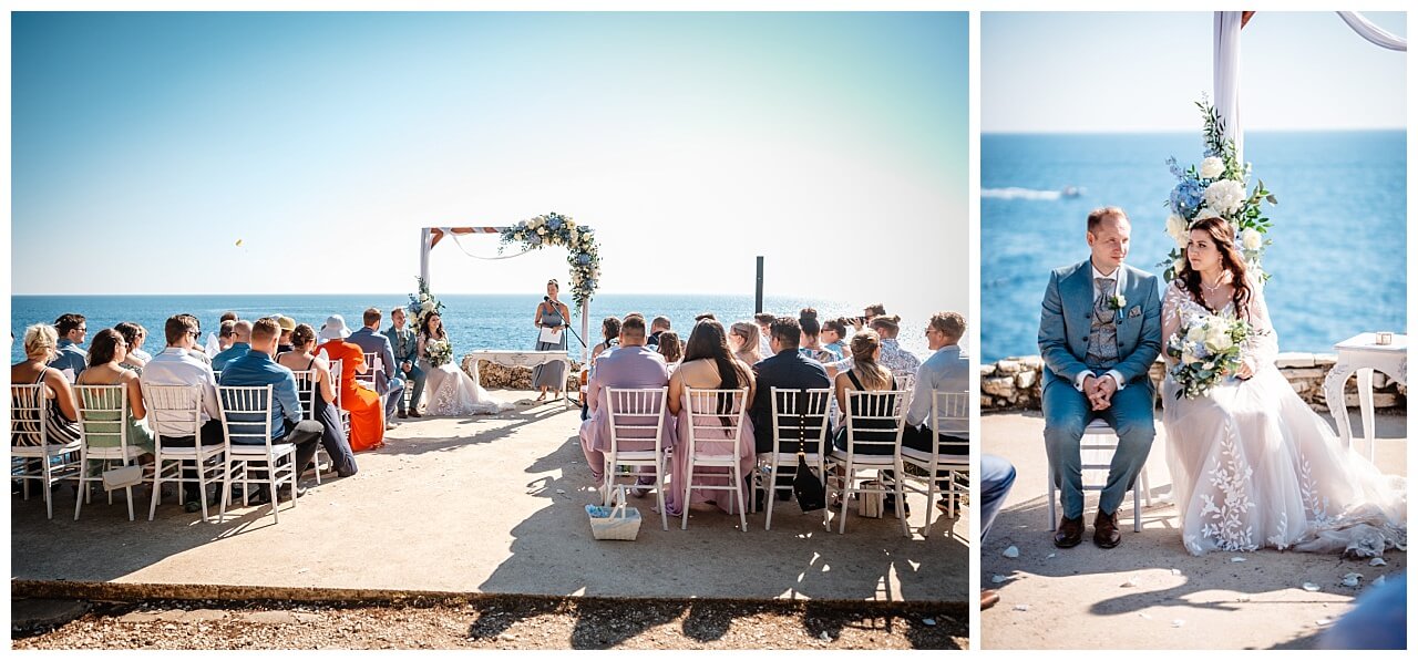 Freie Trauung mit dem Blick aufs Meer bei einer Hochzeit in eiern privaten Finka mit dem Blick aufs Meer